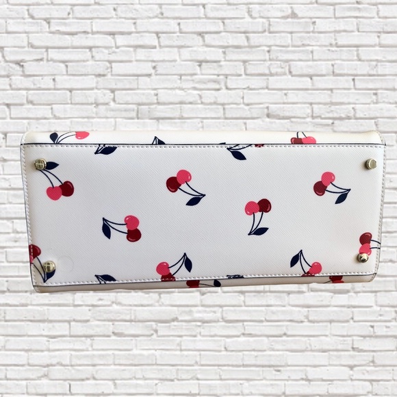 KATE SPADE • Staci Dancing Cherries Printed Leather Medium Convertible Satchel - Picture 4 of 7